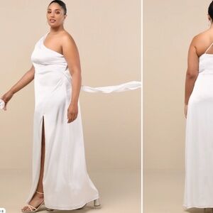 LULUS Bridal Wedding Shower Reception Bachelorette Sexy Flowy Romantic Satin Max